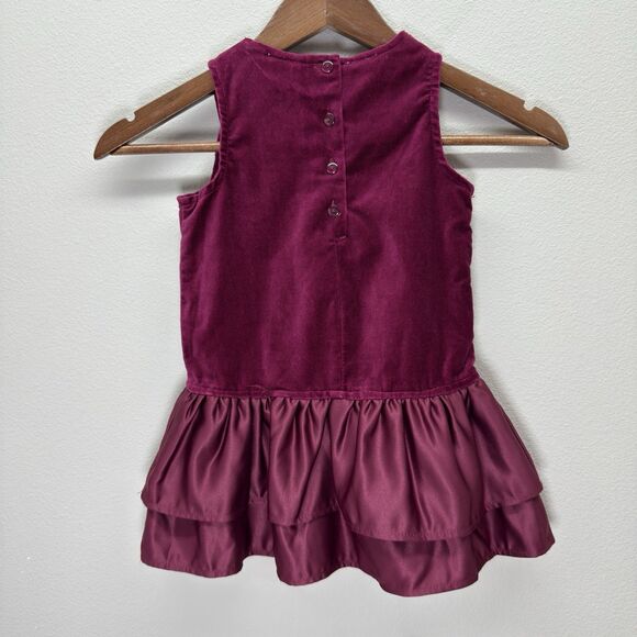 Vintage Pooh Velvet Dress Girls 24M Burgundy Ribbon Embroidery MVMCP Holiday 90s - Picture 4 of 11